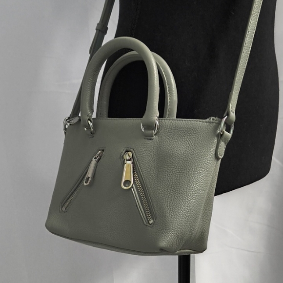 Like New Rebecca Minkoff Gray Leather Moto Crossbody Satchel - Picture 2 of 9